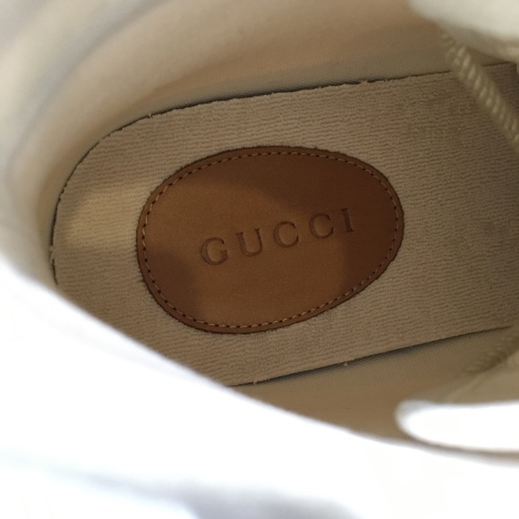 GUCCI INTERLOCKING G HIGH TOP SNEAKERS -WHITE CANVAS -MEN’S US 9.5 -NEW - Picture 8 of 10